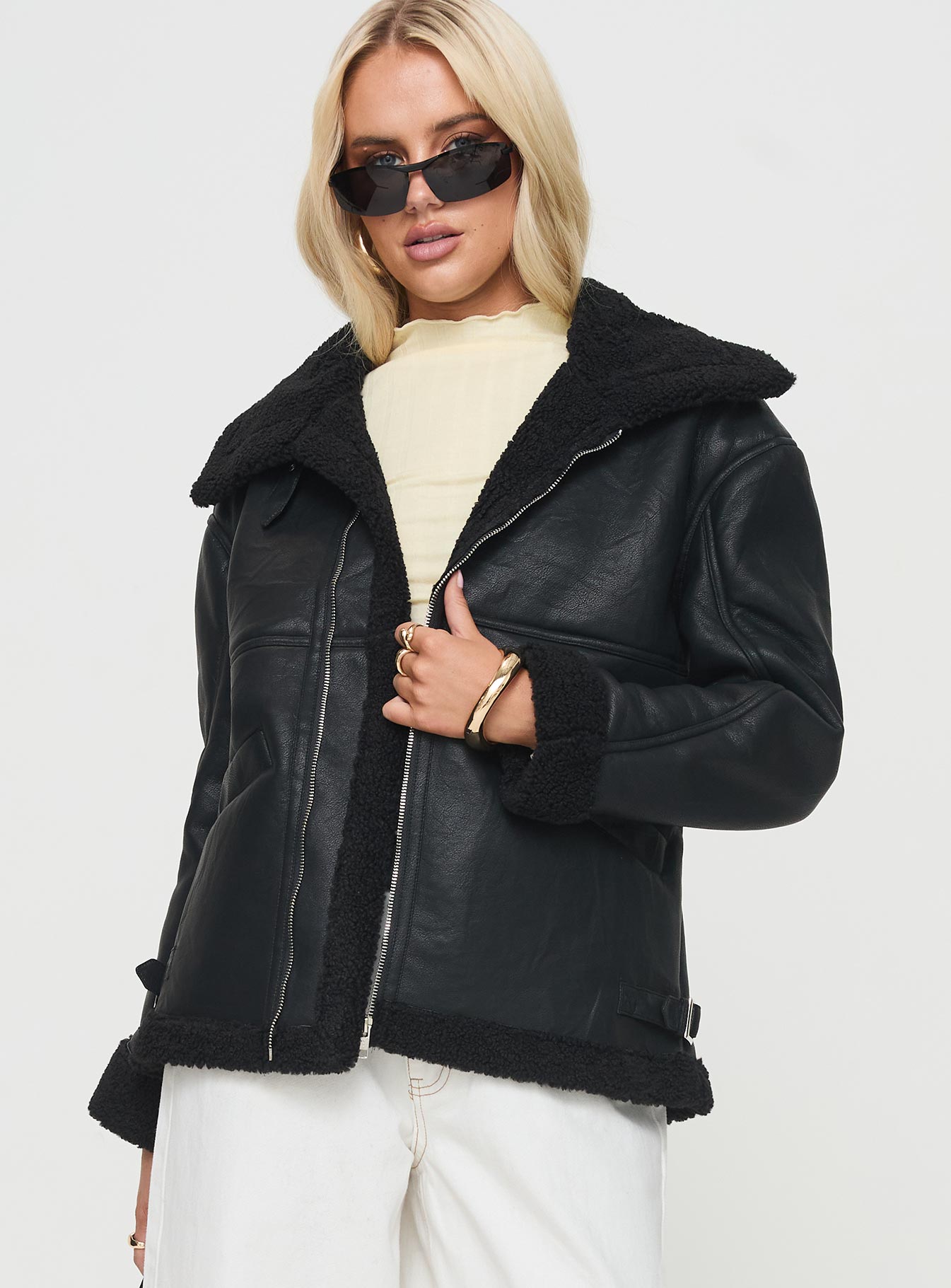 Jadu Shearling Jacket Black - Image 2