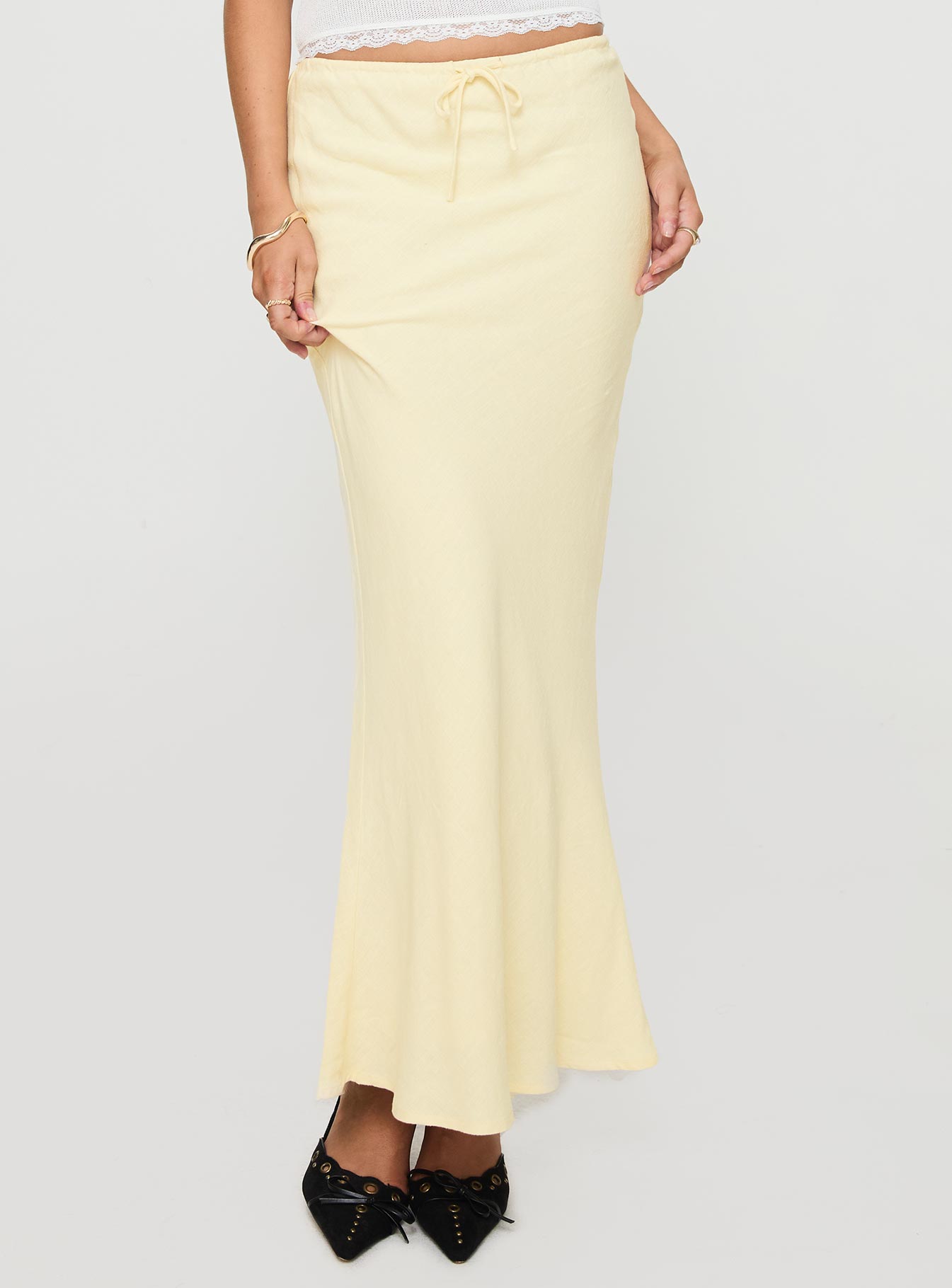 Mercer Linen Blend Maxi Skirt Lemon - Image 2