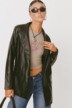 Ellen Faux Leather Blazer