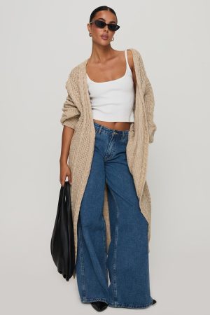 Orkid Cable Knit Cardigan Beige