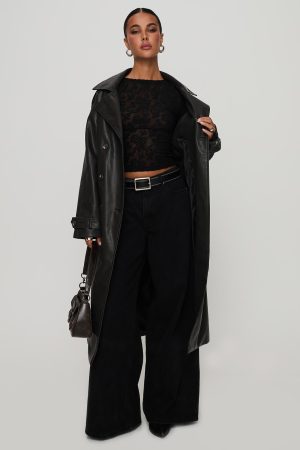 Day To Night Faux Leather Jacket Washed Black
