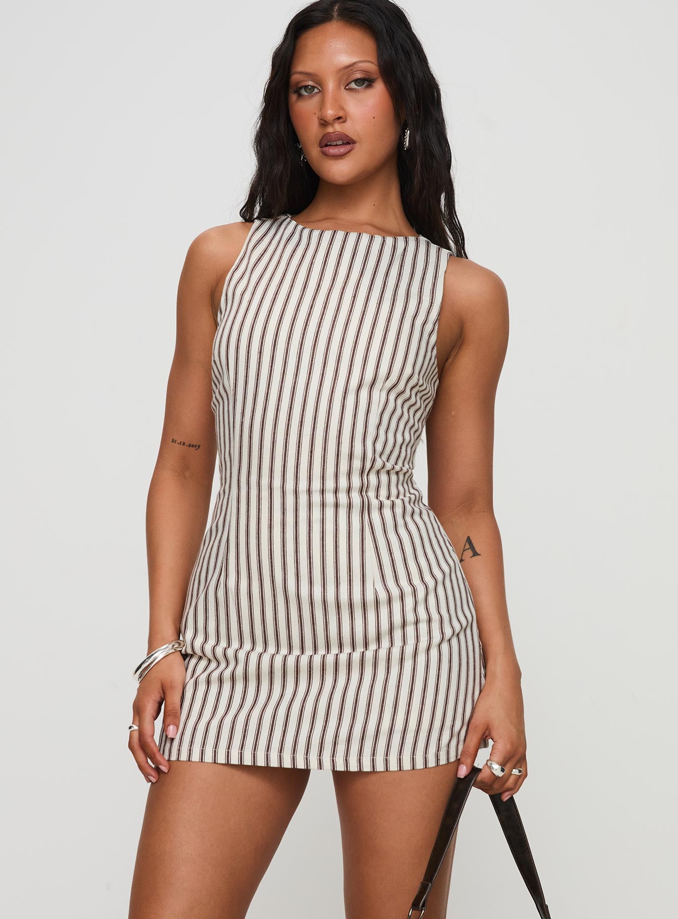 Yumiko Romper Brown Stripe Tall - Image 2