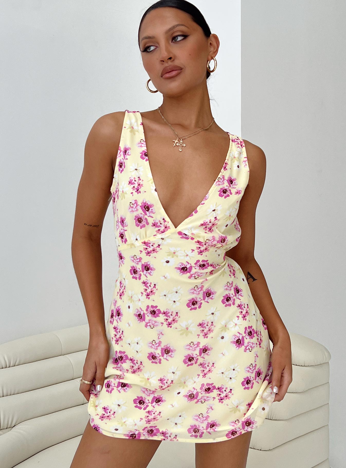 Nellie Mini Dress Yellow Floral - Image 9