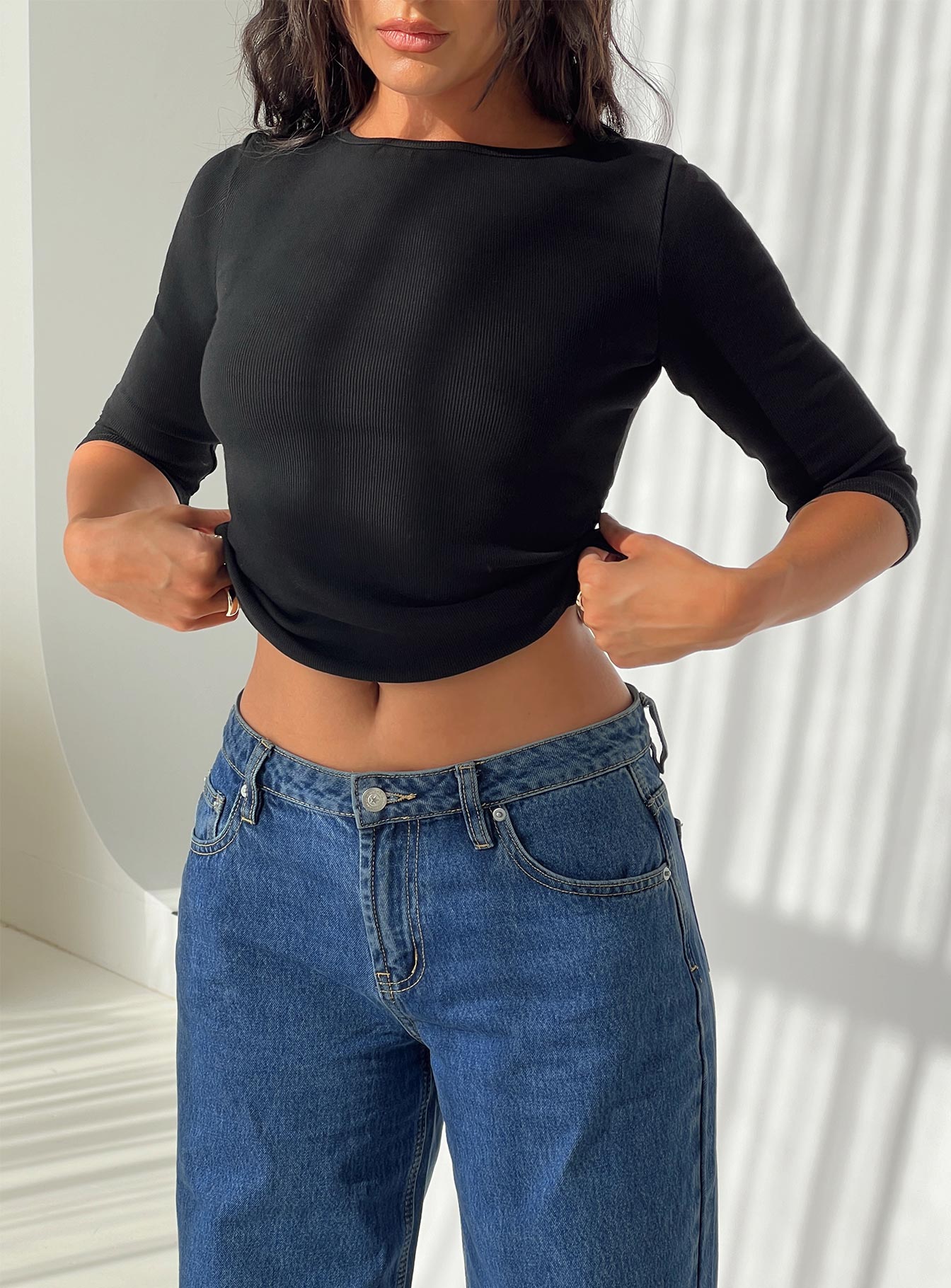 Elaia 3/4 Sleeve Top Black - Image 10