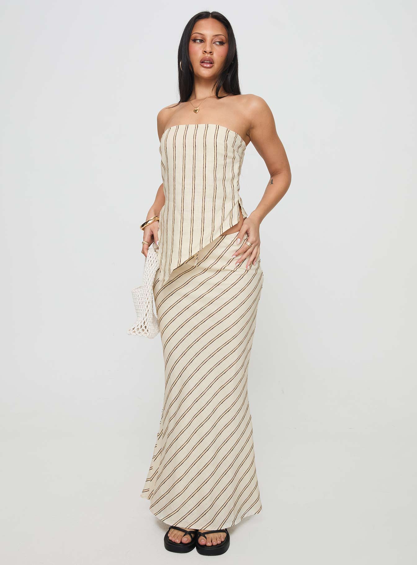 Mercer Linen Blend Maxi Skirt Cream - Image 2
