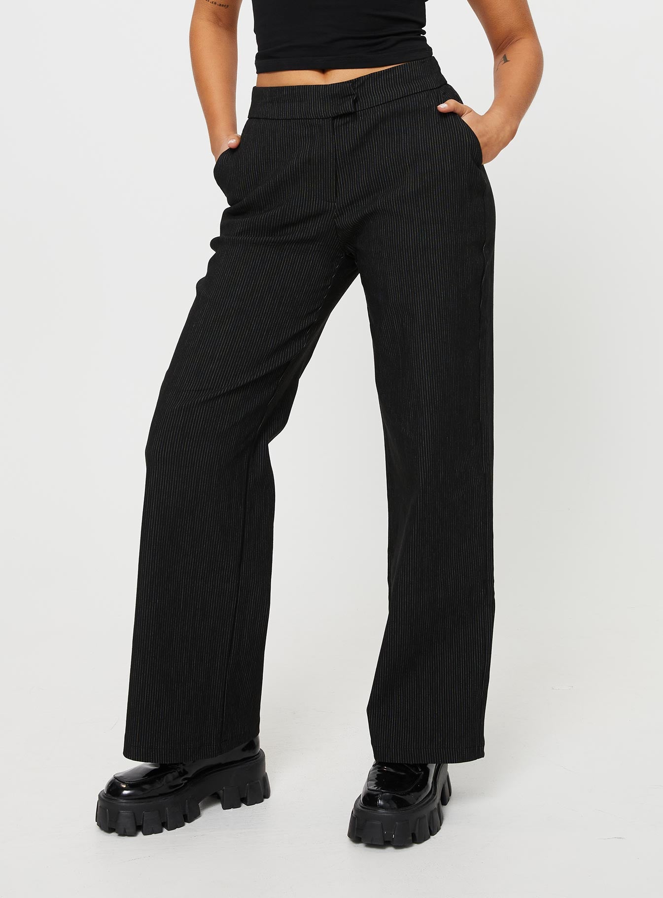 Jeller Pinstripe Pants Black Petite - Image 2