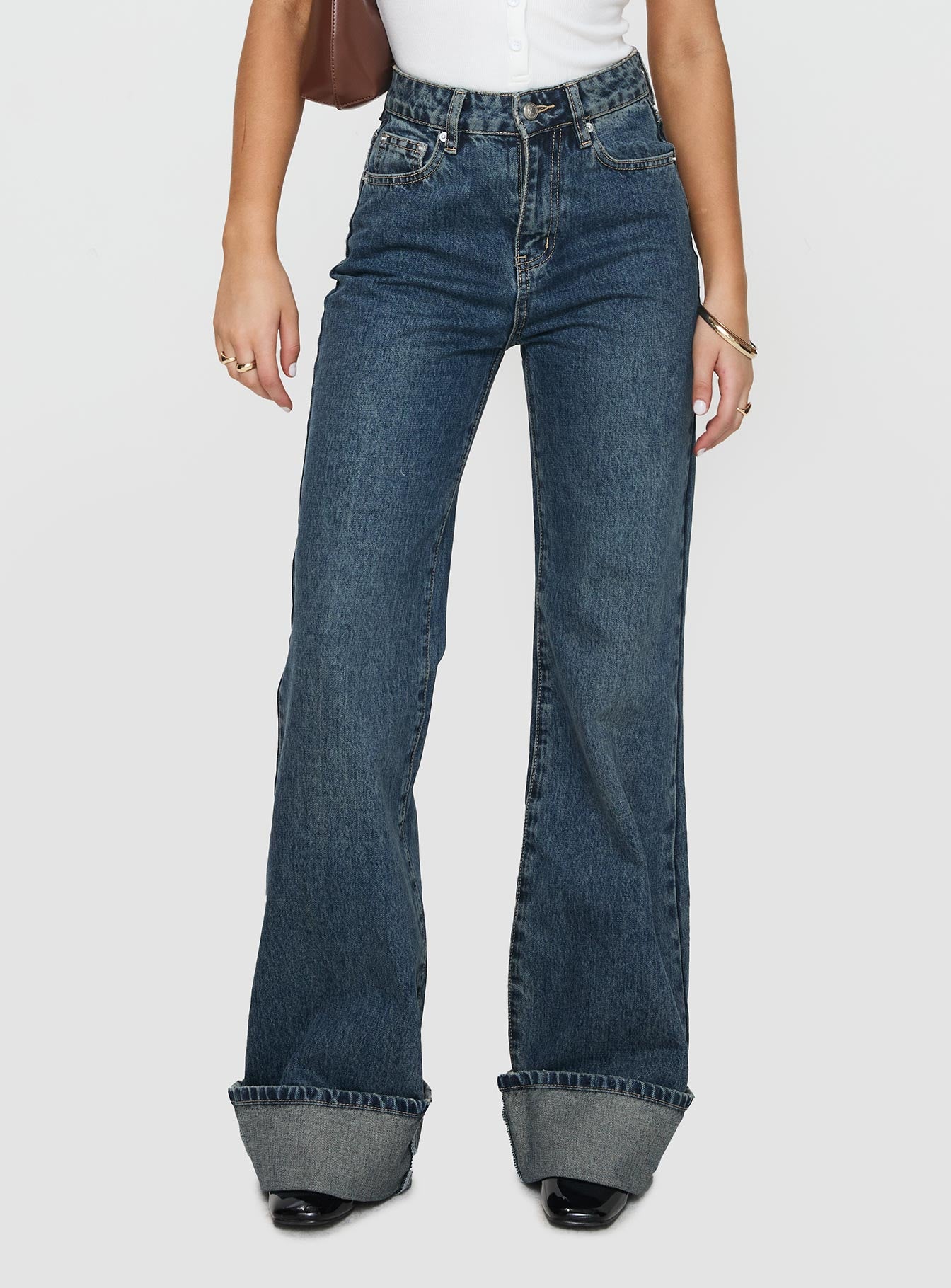 Florida Keys Mid Rise Straight Leg Cuffed Jeans Mid Blue - Image 2