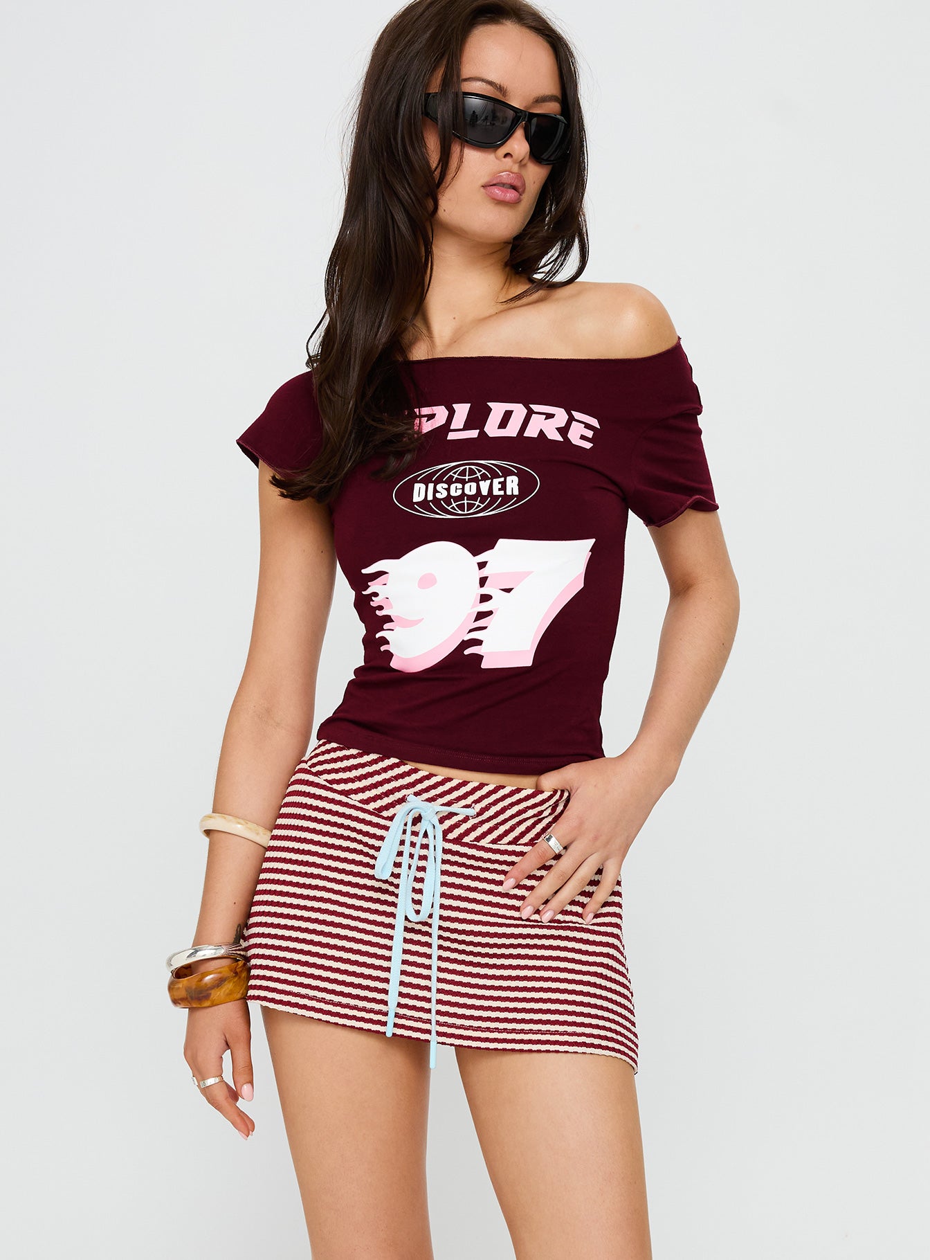 Bexi Textured Skort Red / White Stripe - Image 2