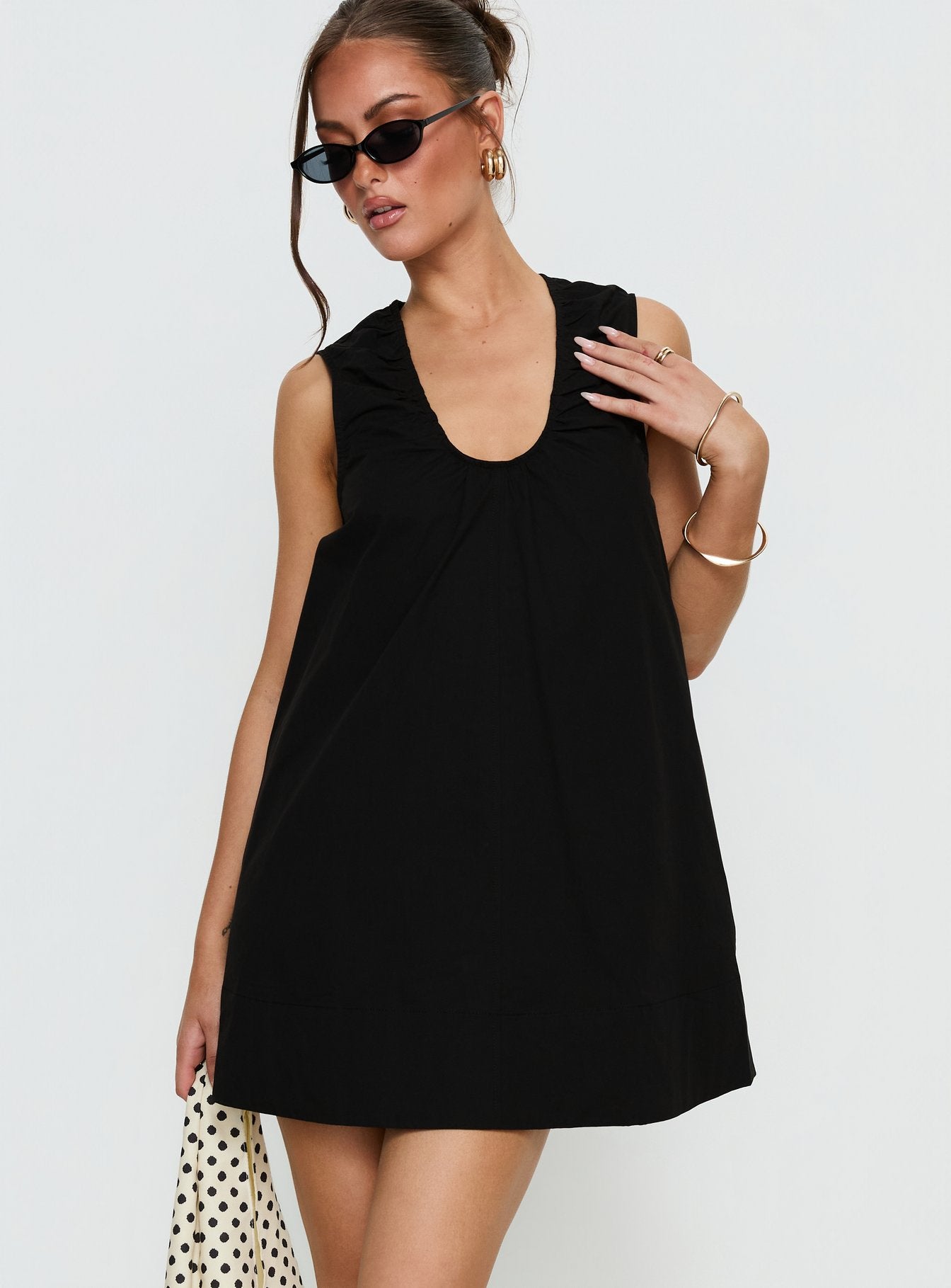 Eberta Ruched Baby Doll Mini Dress Black - Image 2