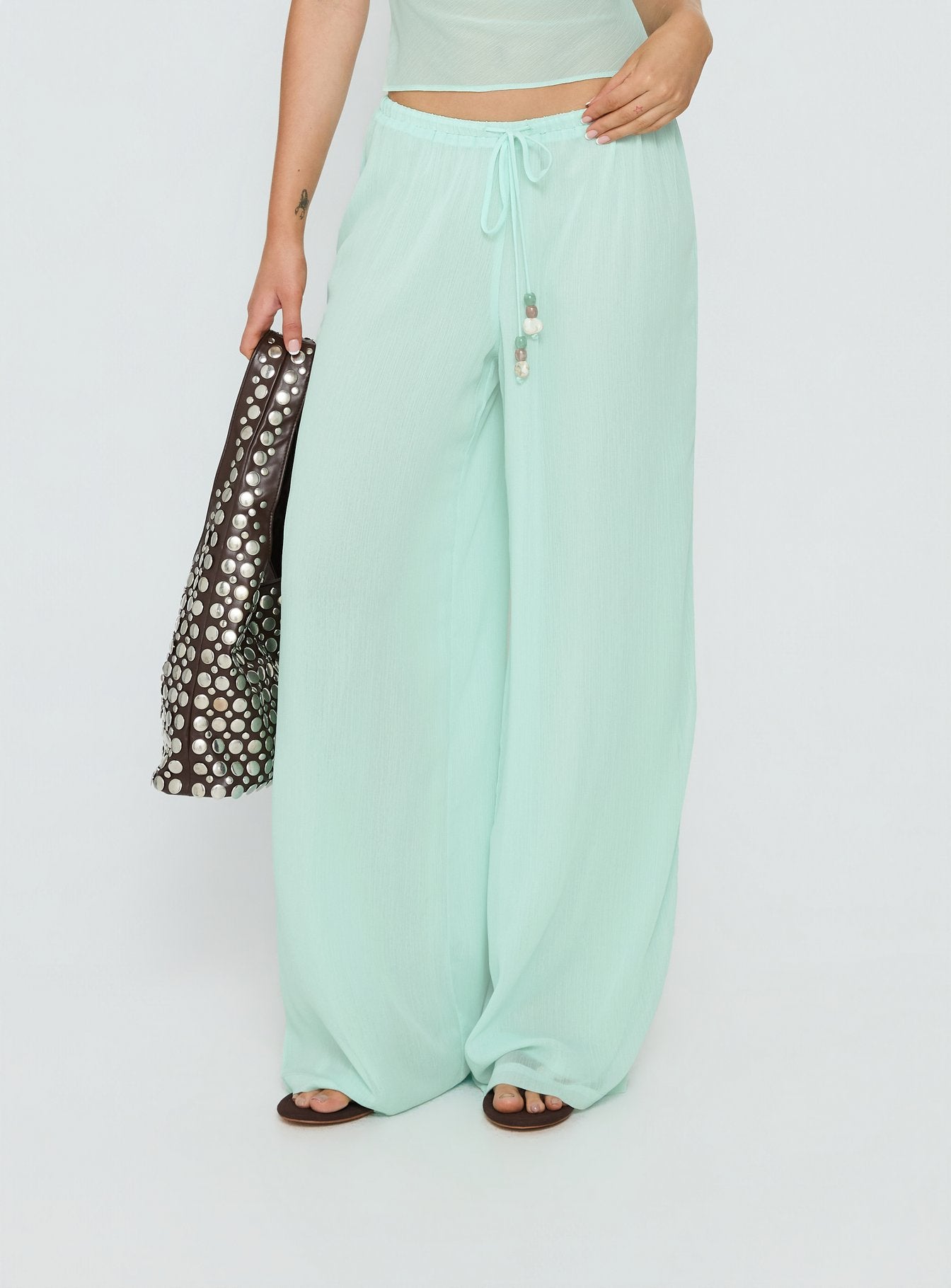 Distinction Chiffon Pants Aqua - Image 2