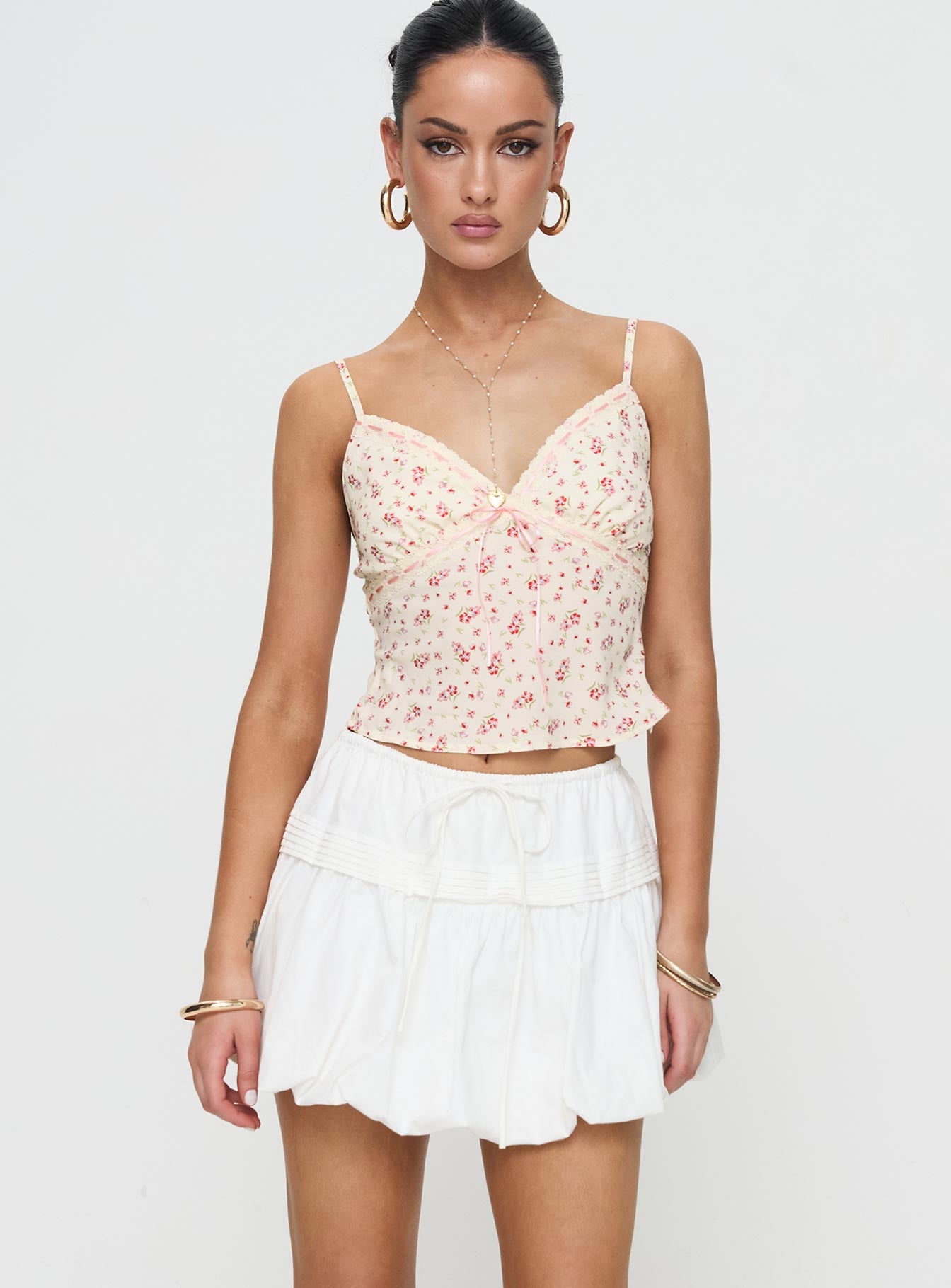 Dear London Bubble Hem Mini Skirt White - Image 2