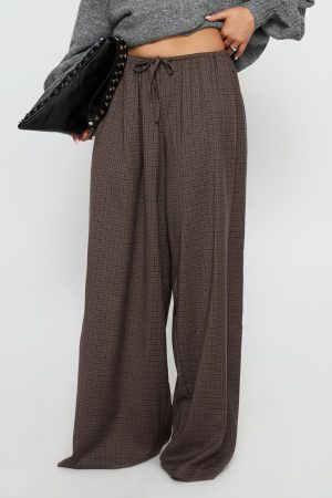 Bungala Oversized Relaxed Pants Brown Check