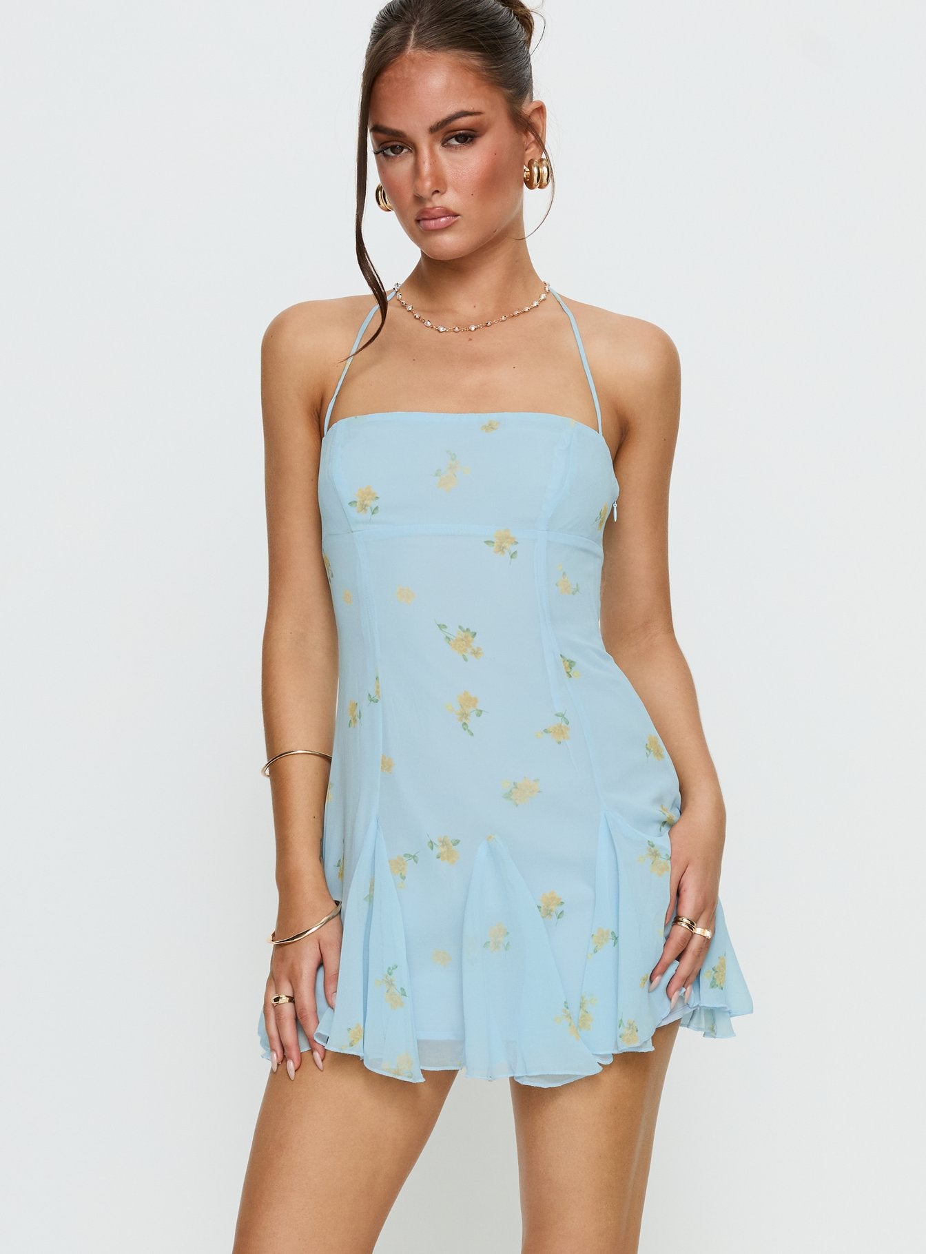 Delamere Mini Dress Pastel Blue Floral - Image 2