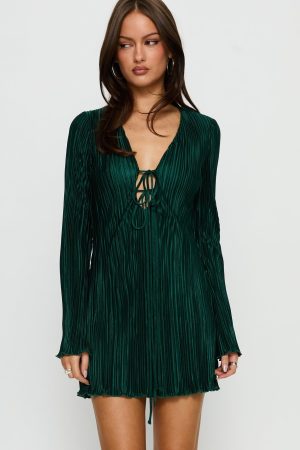 Malop Long Sleeve Mini Dress Emerald