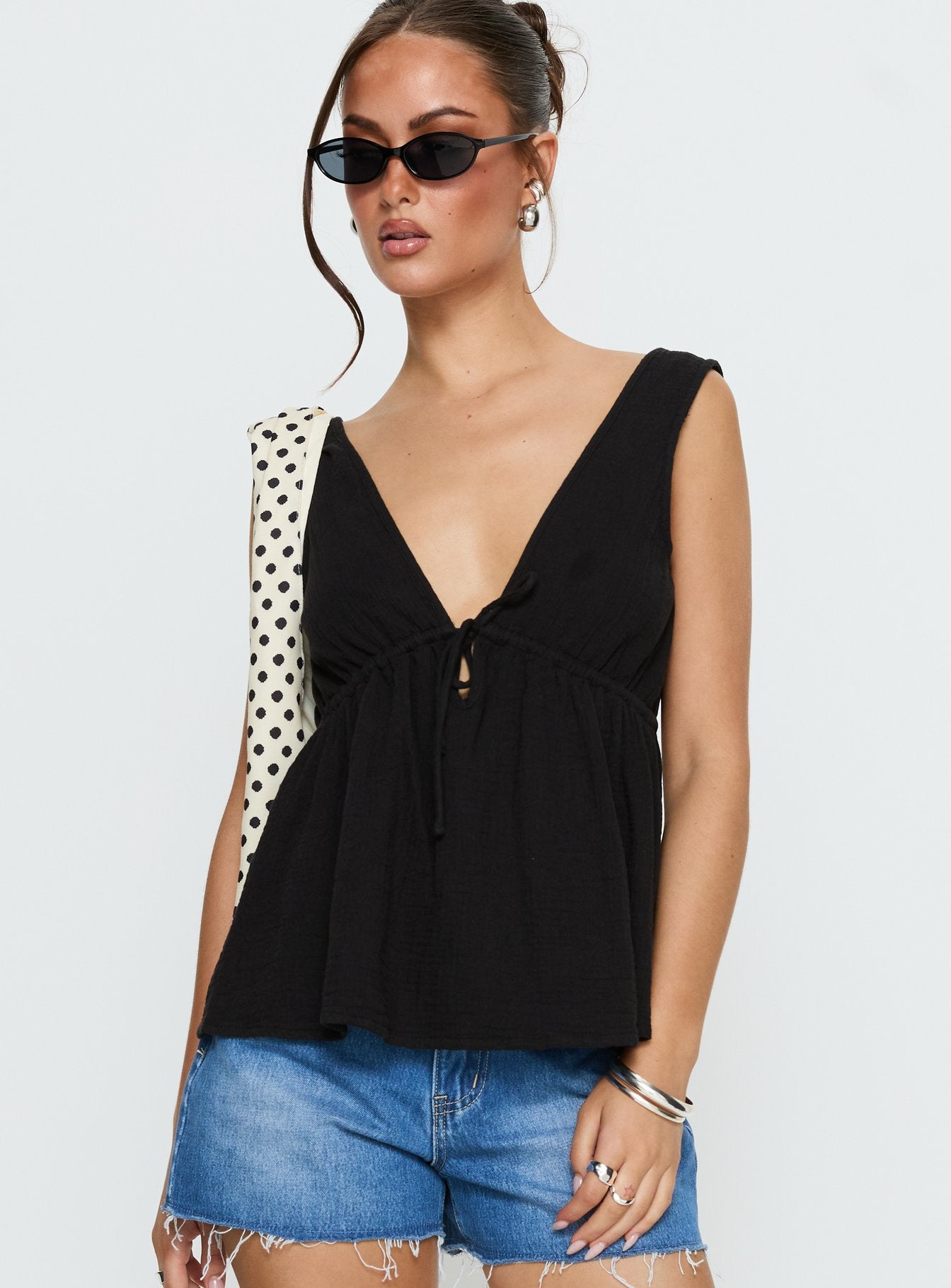Dianna Babydoll Cami Top Black - Image 2