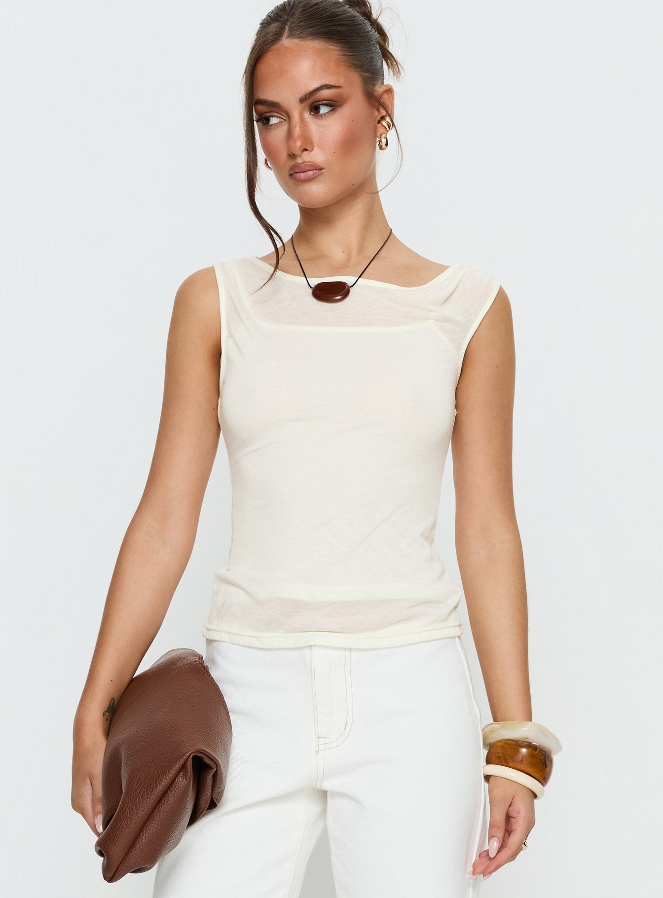 Skaia Layered Sheer Top Cream - Image 2
