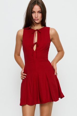 Aeryn Tie Front Mini Dress Red
