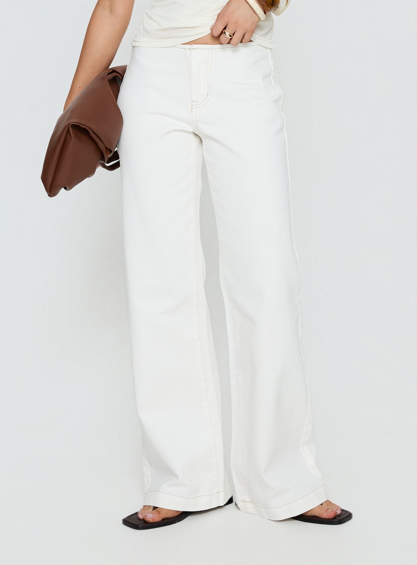 Buenos No Waist Low Rise Straight Leg Jeans White - Image 2