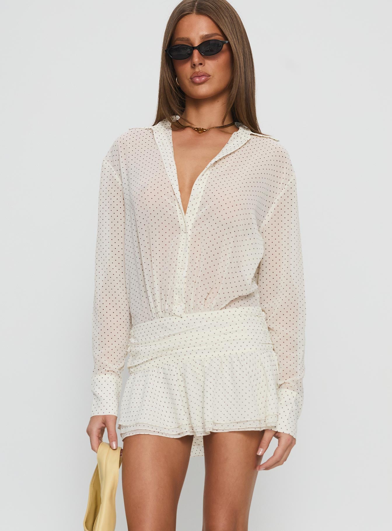Girls Girls Girls Long Sleeve Mini Dress Porcelain Polka - Image 3