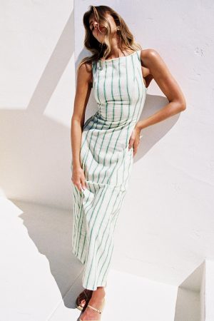 Lewisa Maxi Dress Green Stripe Petite