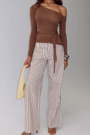 Vendi Low Rise Pant Brown Stripe