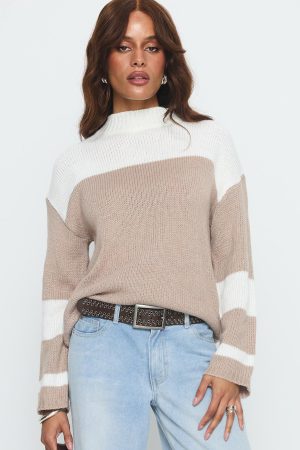 Brandalyn Contrast Mock Neck Knit Sweater Multi