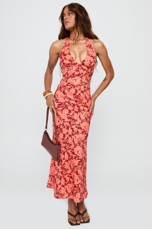 Casablanca Maxi Skirt Red Floral