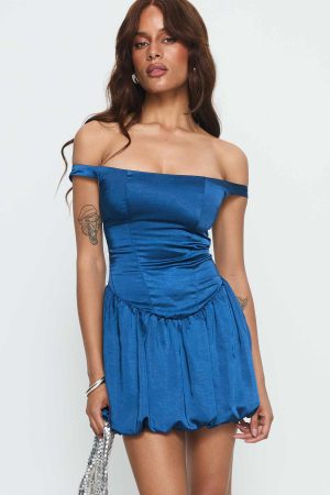 Elesia Off Shoulder Corset Mini Dress Navy