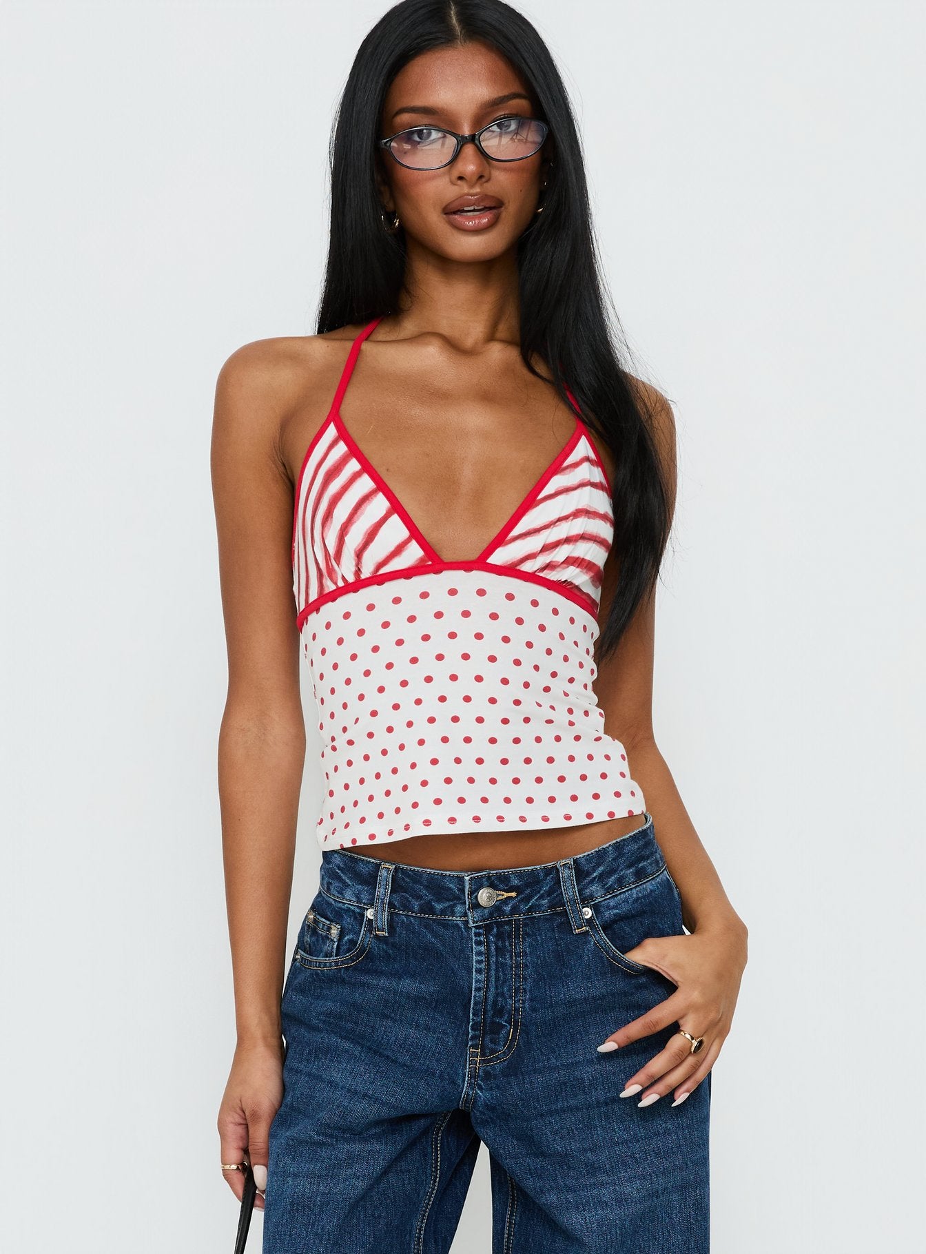 Aelina Halter Top Red / White Polka Dot - Image 2