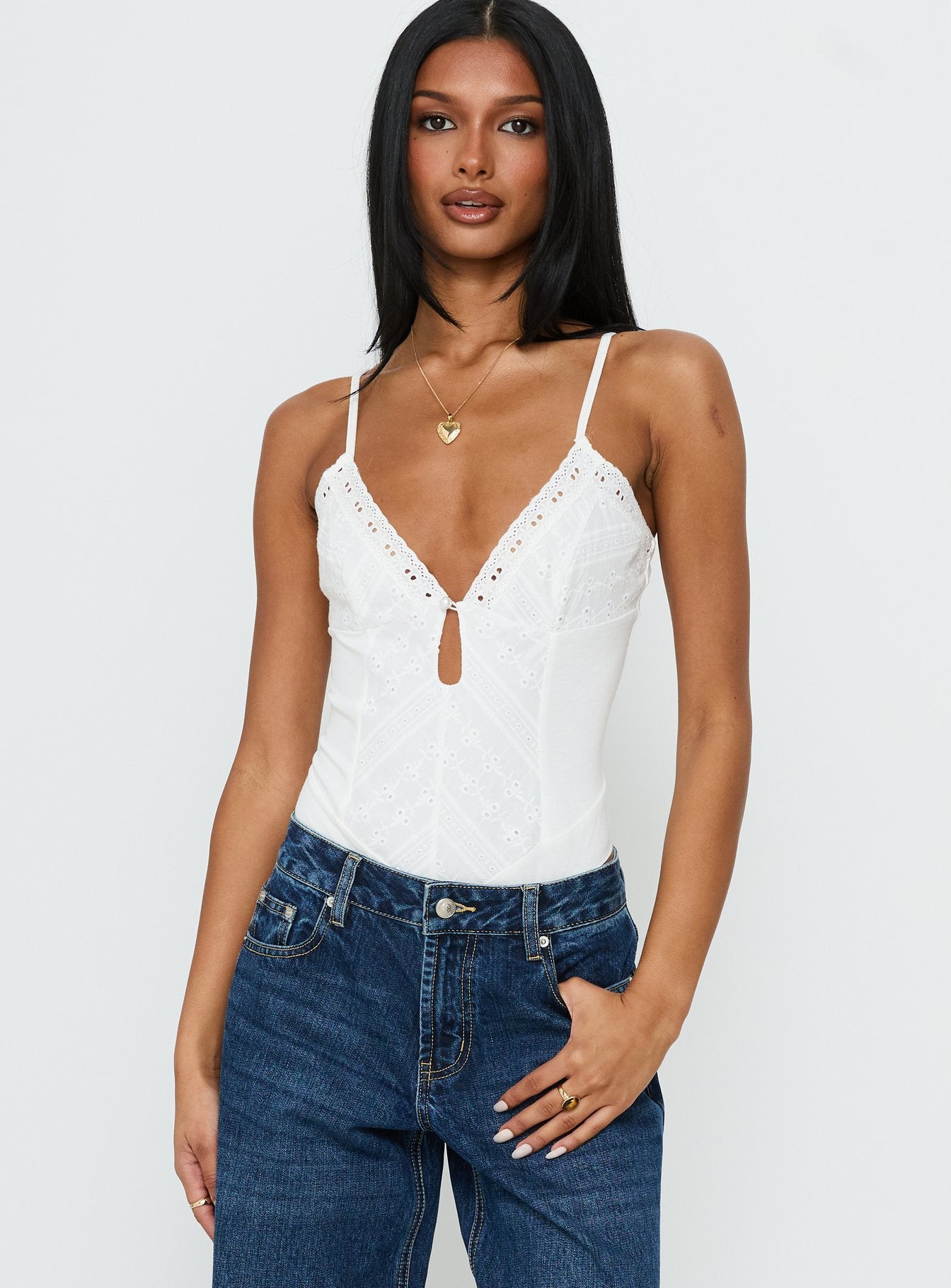 Nerisse Keyhole Bodysuit White - Image 2