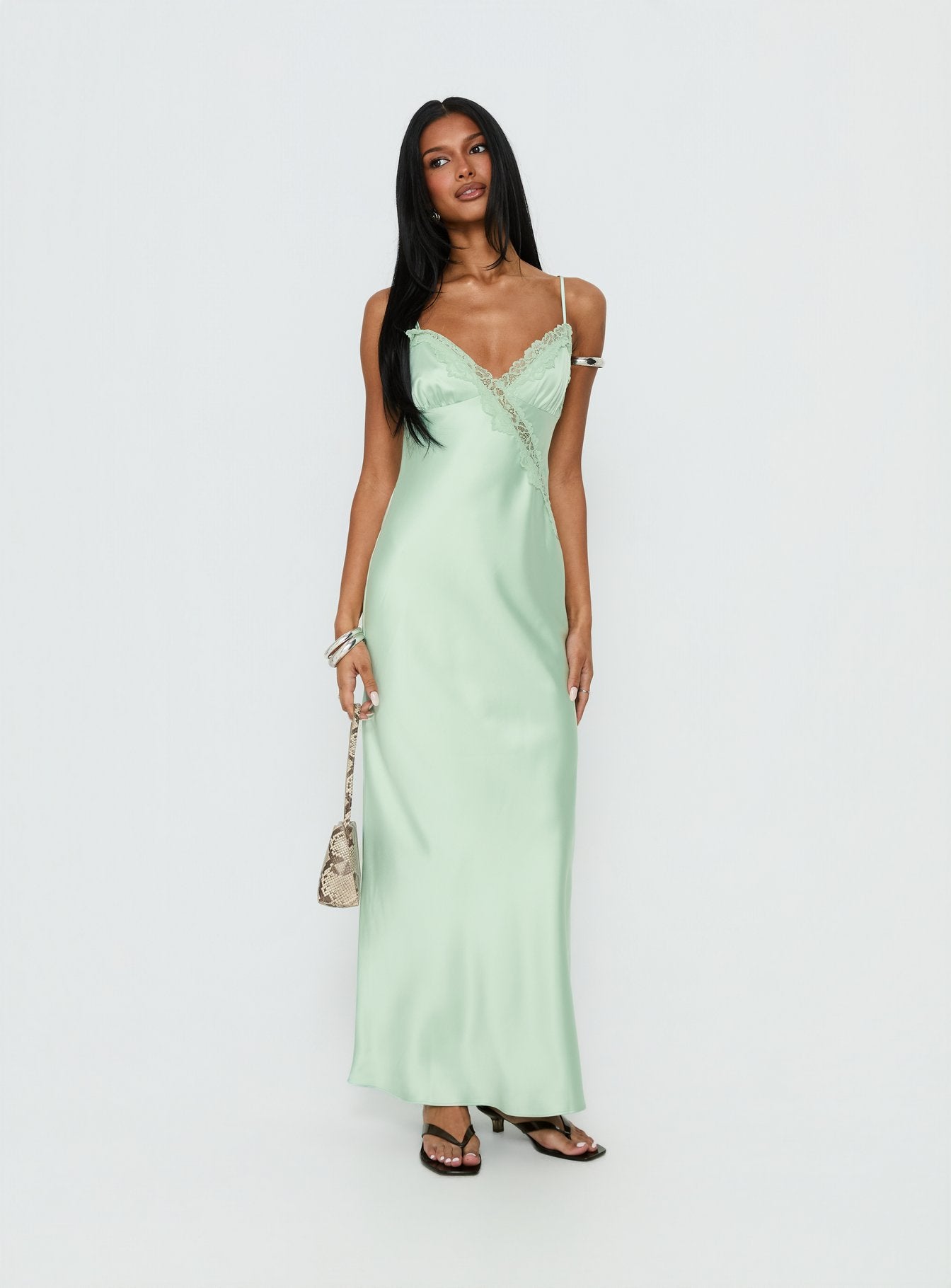 Madelene Lace V Neck Maxi Dress Jelly Mint - Image 2