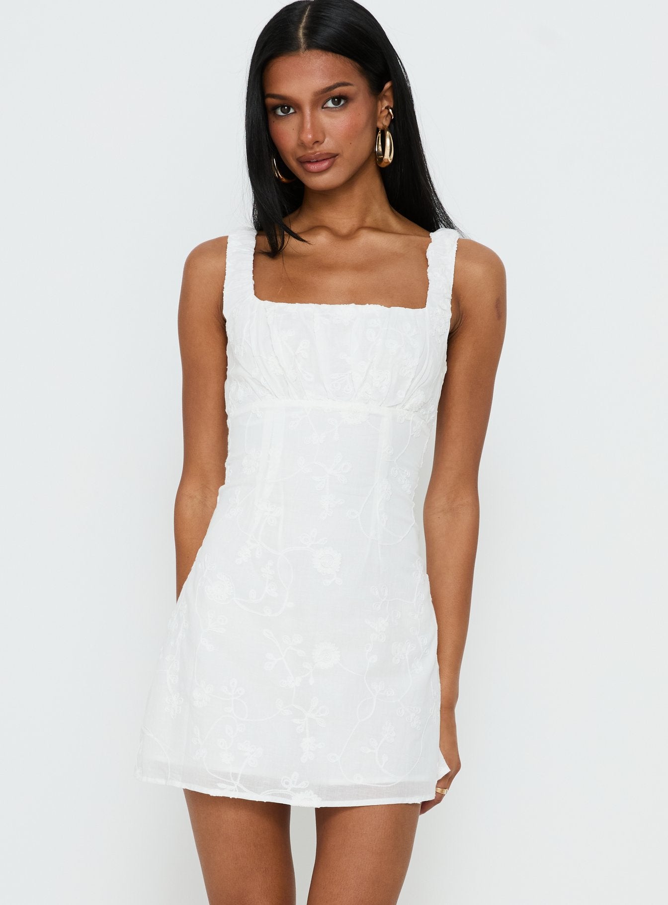 Donnamarie Embroidered Mini Dress White - Image 2