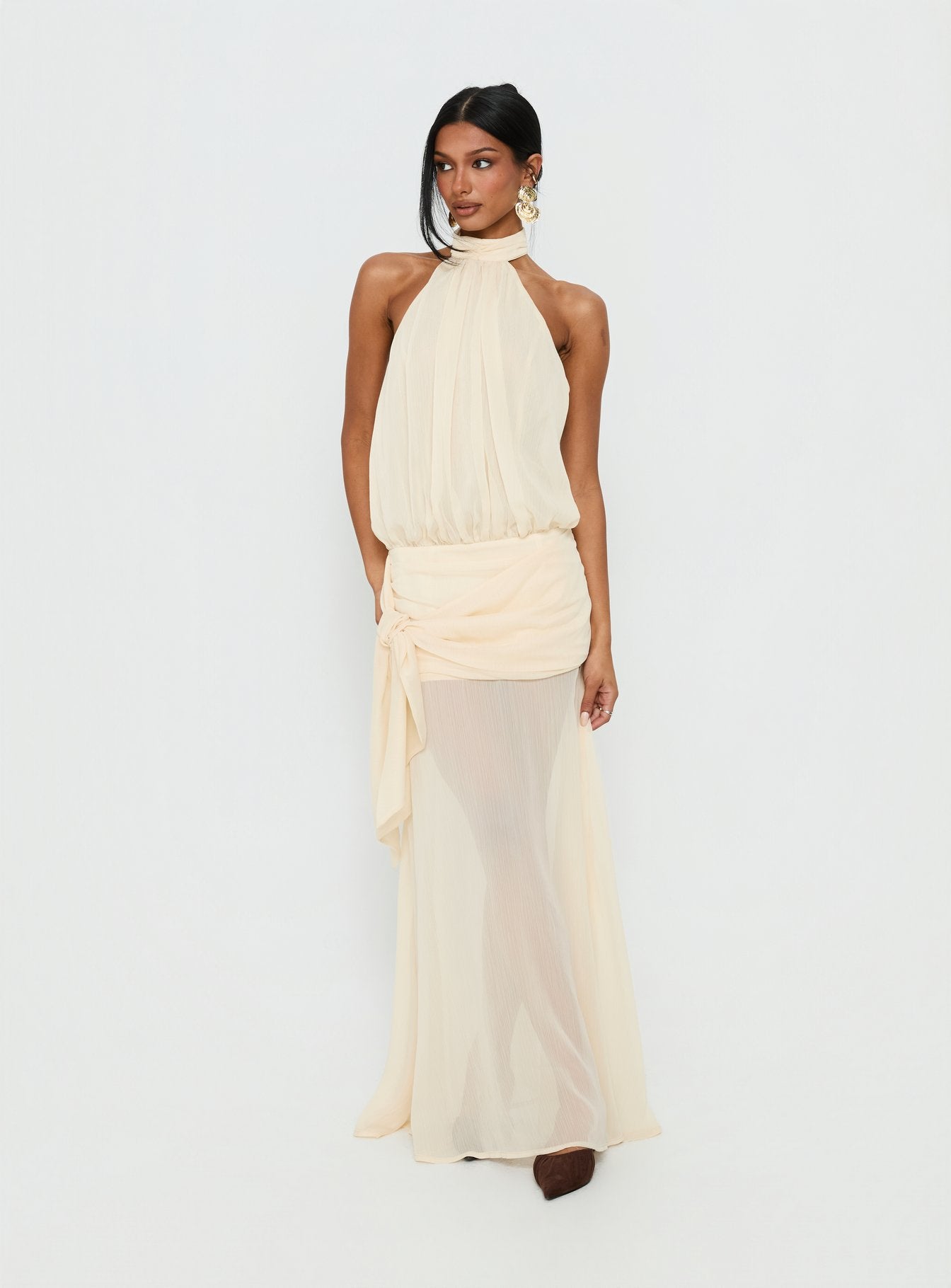 Faythe High Neck Maxi Dress Butter - Image 2