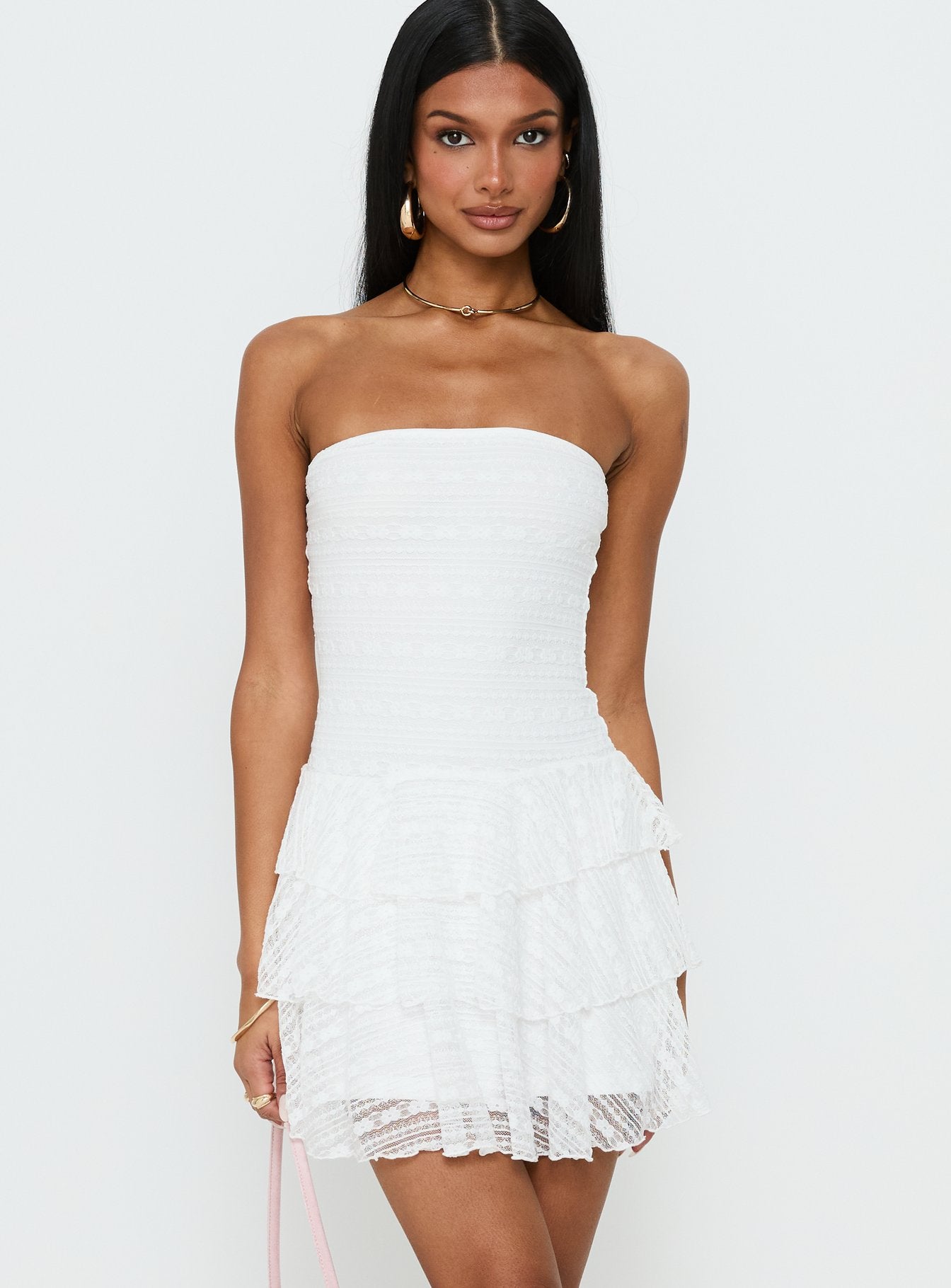 Emarie Strapless Mini Dress White - Image 2