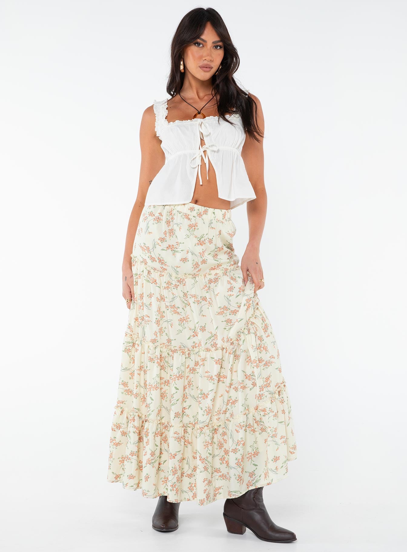 Miriah Maxi Skirt Cream Floral - Image 2