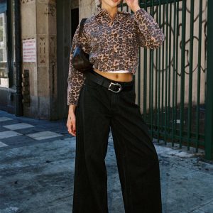 Naylor Mid Rise Wide Leg Jeans Washed Black Tall