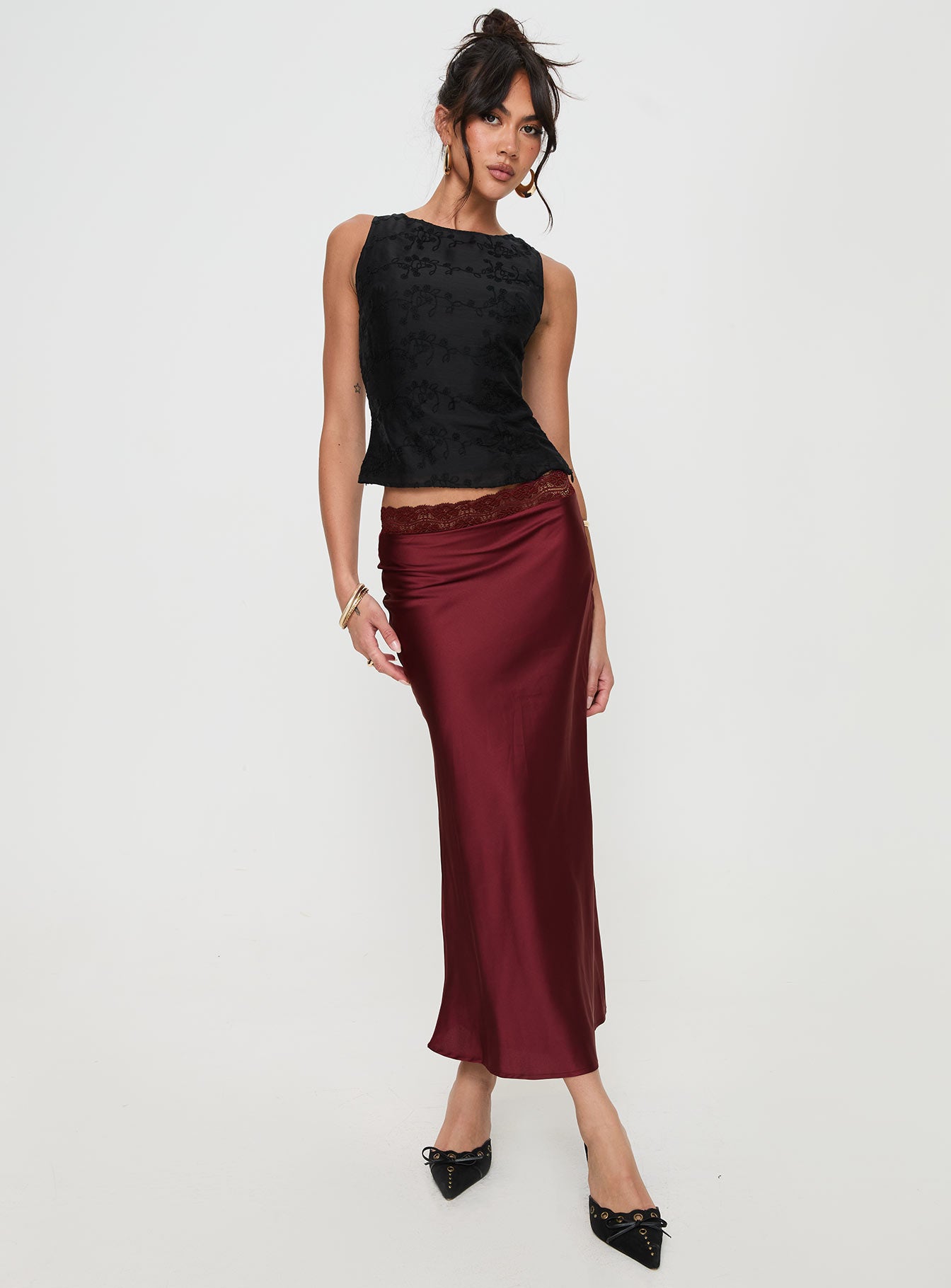The Charmaine Maxi Skirt Burgundy - Image 2