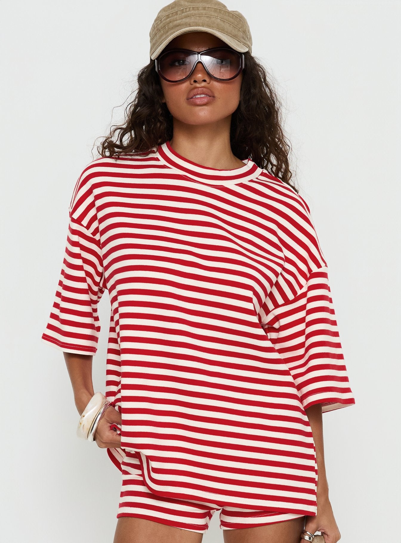 Bryanne Short Sleeve Top Red Stripe - Image 2