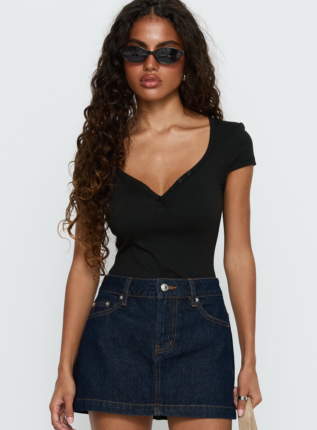 Laretta Button Up Bodysuit Black - Image 2