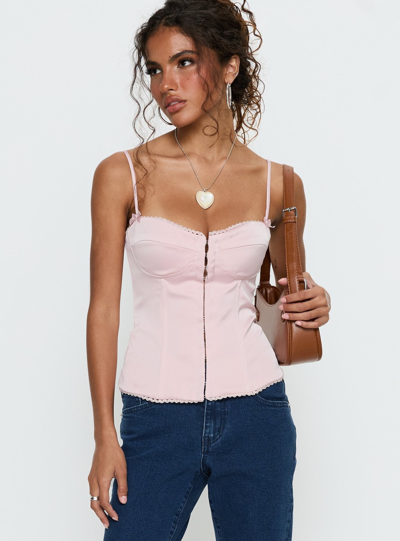 Maralyne Satin Corset Top Soft Pink - Image 2