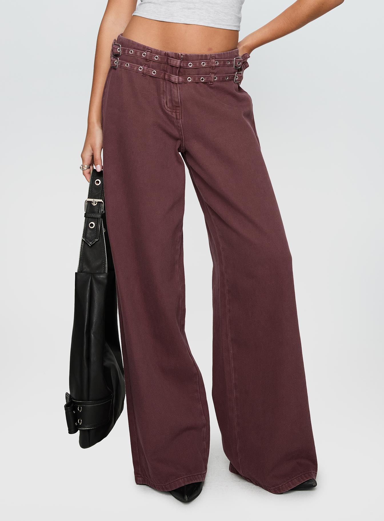 Baccarat Mid Rise Wide Leg Belted Pant Chocolate - Image 3