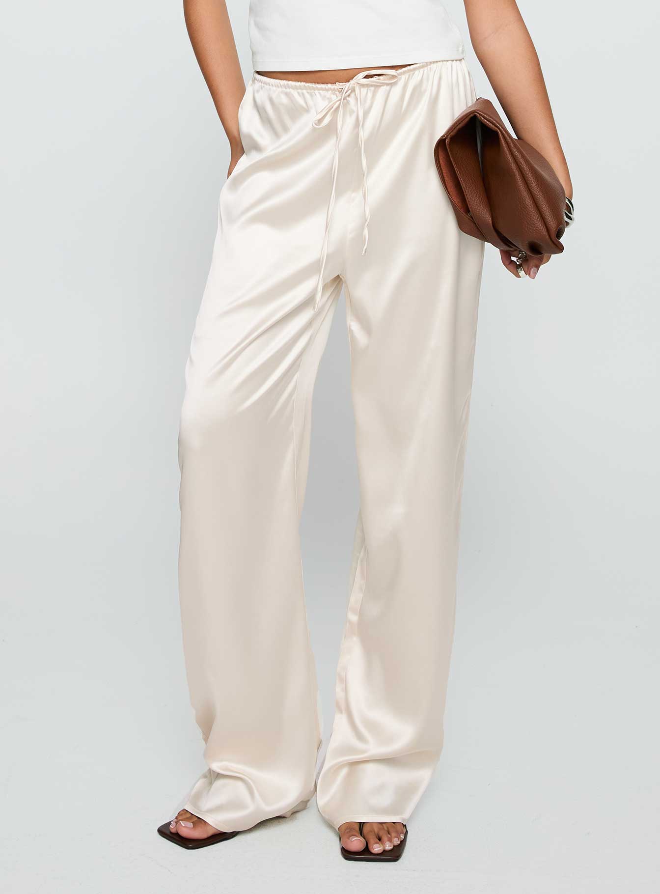 Soulstar Satin Pants Champagne - Image 2