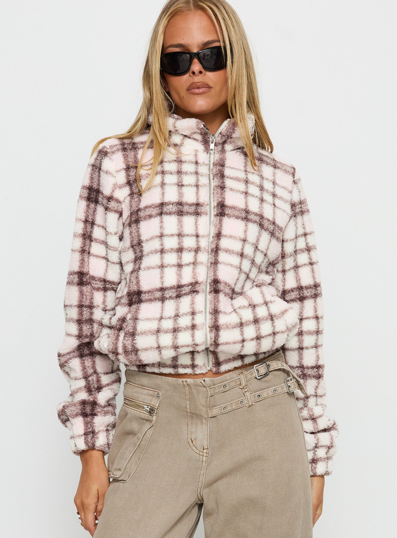 Vannessa Collared Jacket Pink Check - Image 2