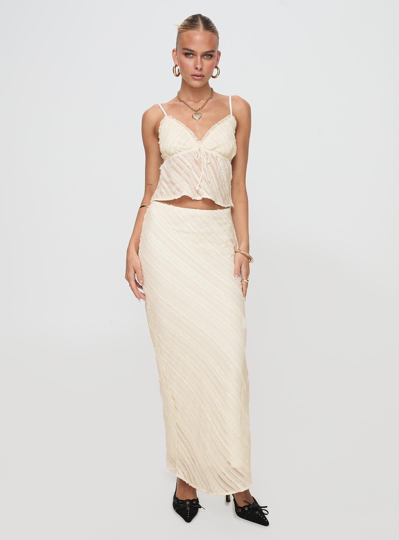 Jacintha Maxi Skirt Cream - Image 2