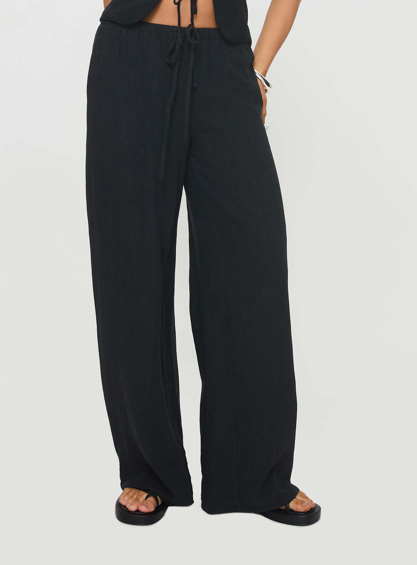 Felipe Linen Blend Pants Black - Image 2