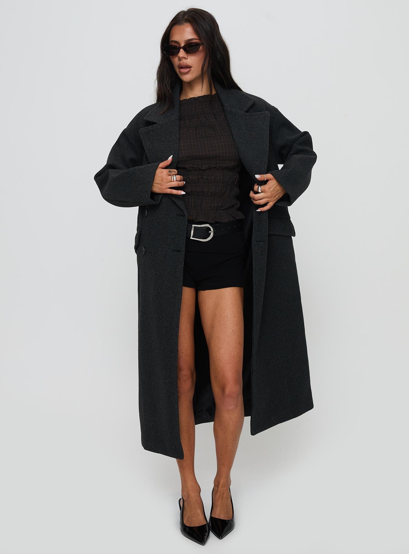 Night Shift Trench Coat Dark Grey - Image 2