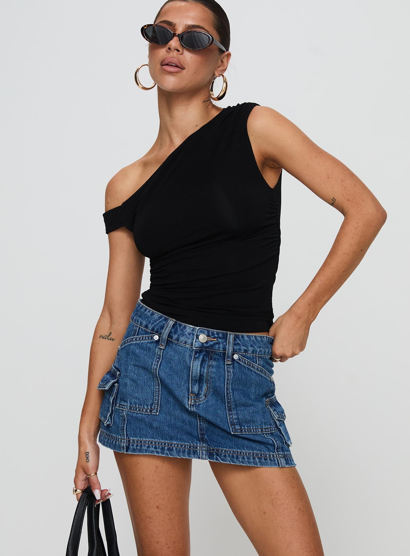 Pacific Coast Denim Cargo Skirt Dark Wash - Image 2