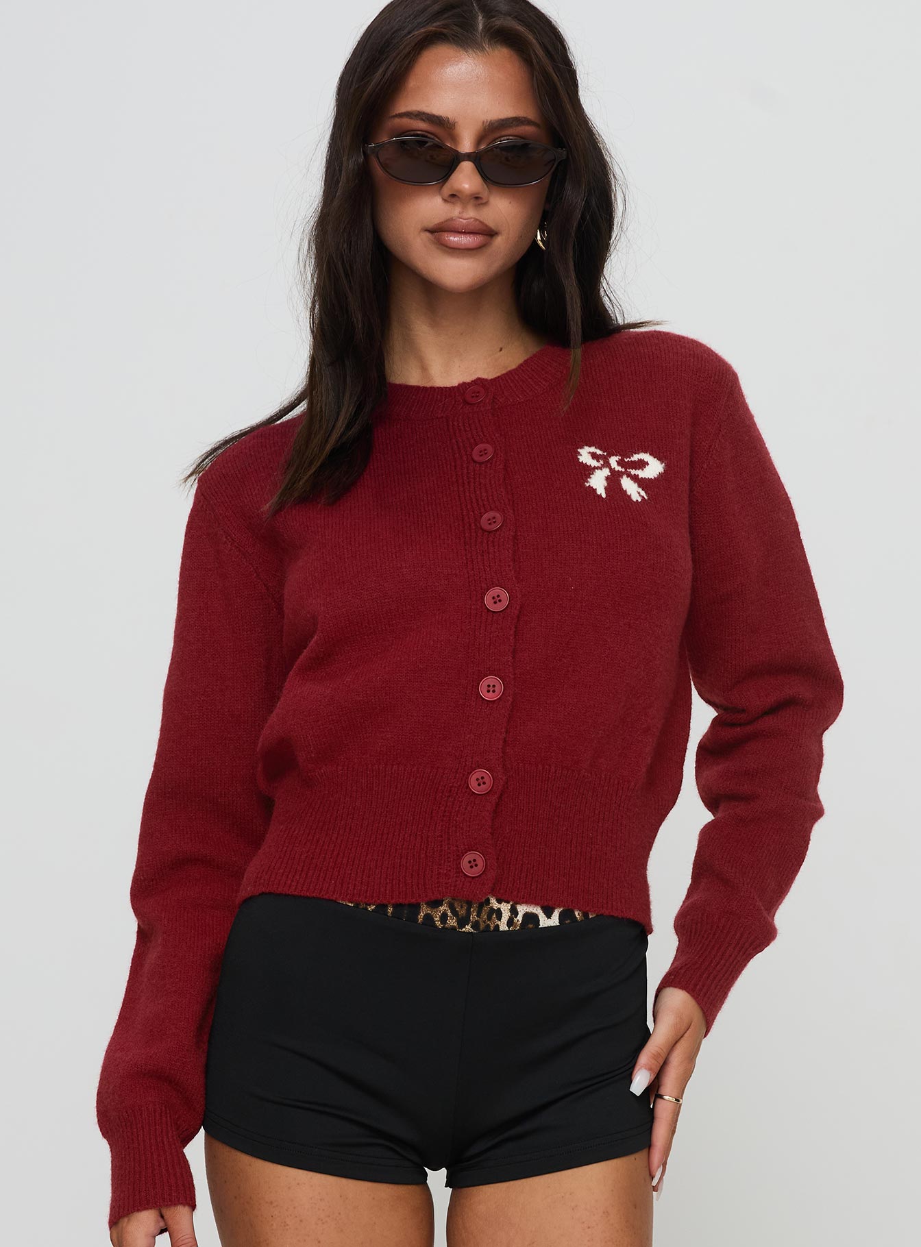 With A Bow Cardigan Red - Image 2