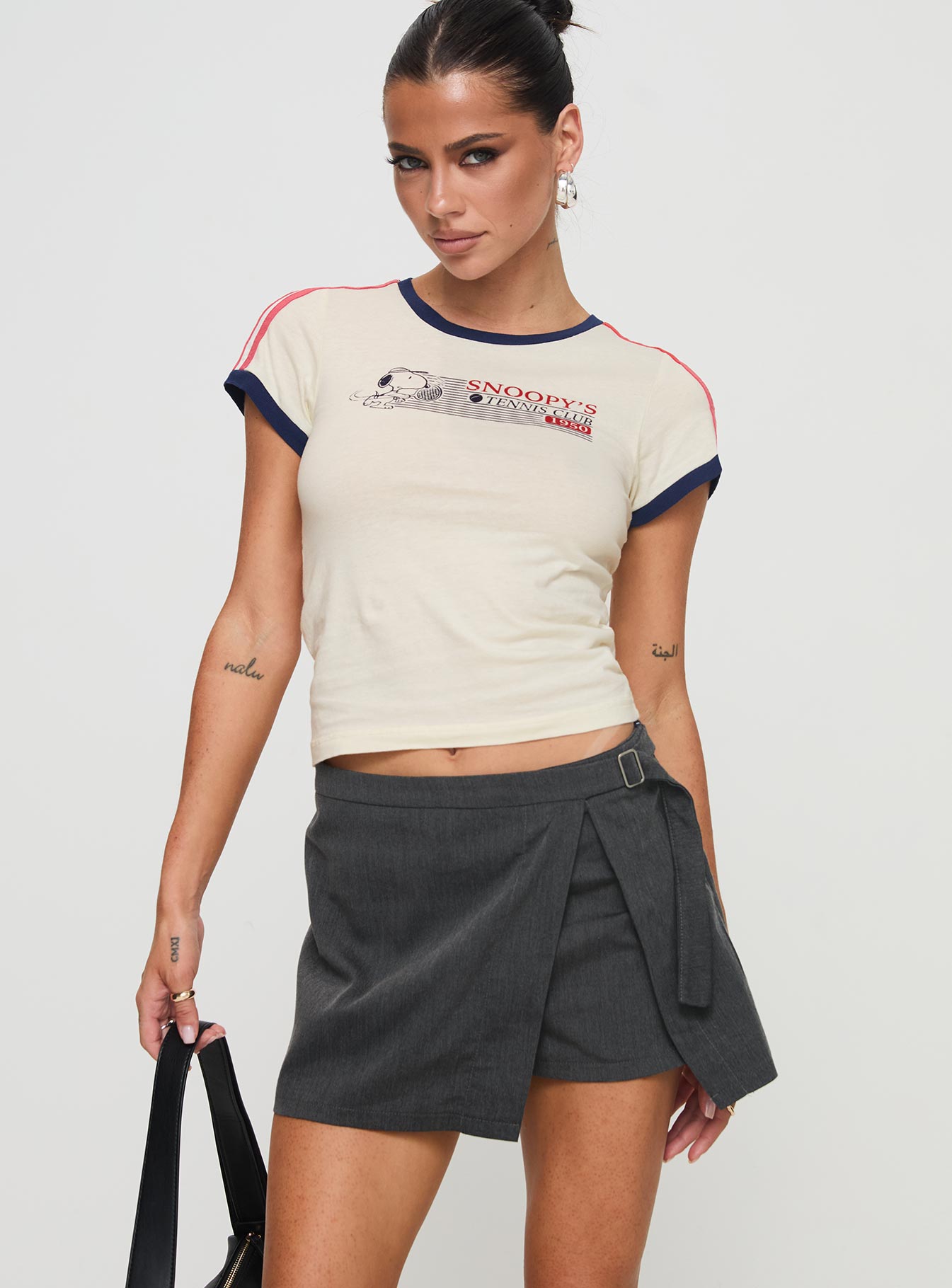 Karki Low Waist Mini Skort Charcoal - Image 2