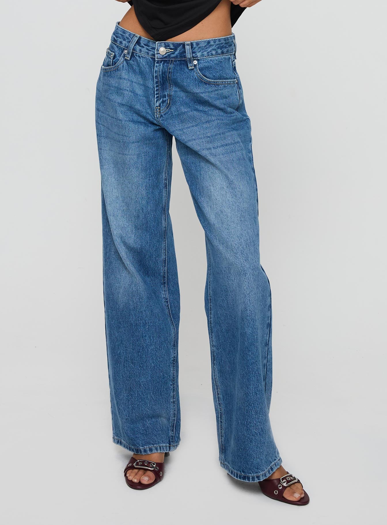 Serenitia Mid Rise Straight Leg Jeans Mid Blue Wash Tall - Image 2